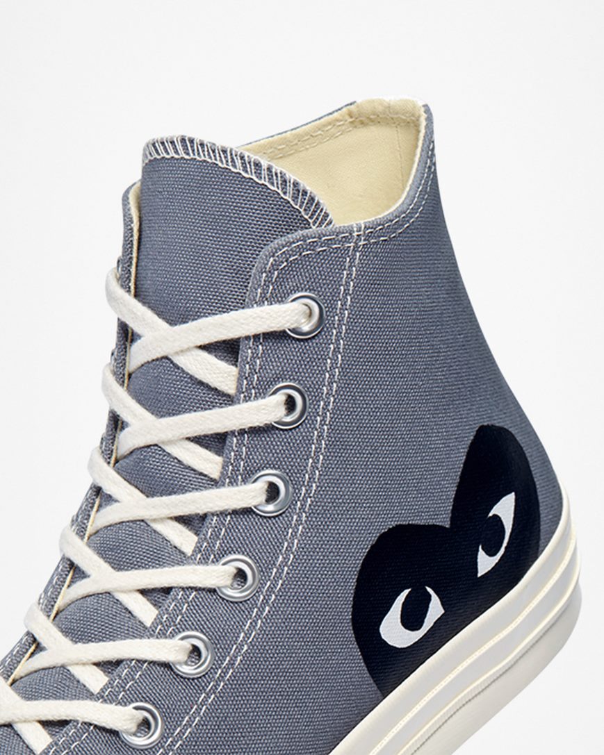 Men's Converse x Comme des Garçons PLAY Chuck 70 High Top Shoes Grey / Black | AU C1598R
